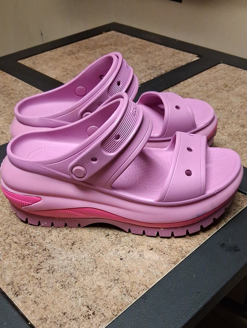 Chunky Platform Slide Sandals in Bubblegum Pink